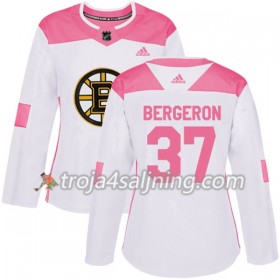 Boston Bruins tröja Patrice Bergeron 37 Vit 2017-2018 Adidas Rosa Fashion Authentic - Dame NHL Tröjor